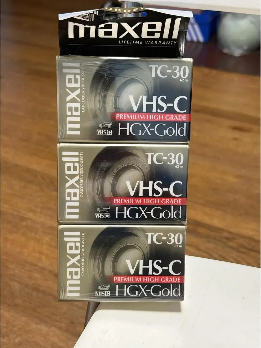 Maxell TC-30 VHS-C Premium High Grade HGX-Gold Camcorder Tapes-3 Pack Sealed New